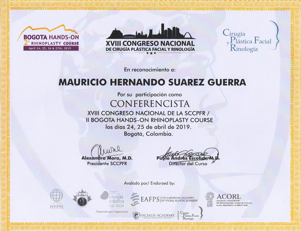 Mejor médico cirujano Rinoplastia Ultrasónica Doctor Mauricio Suárez